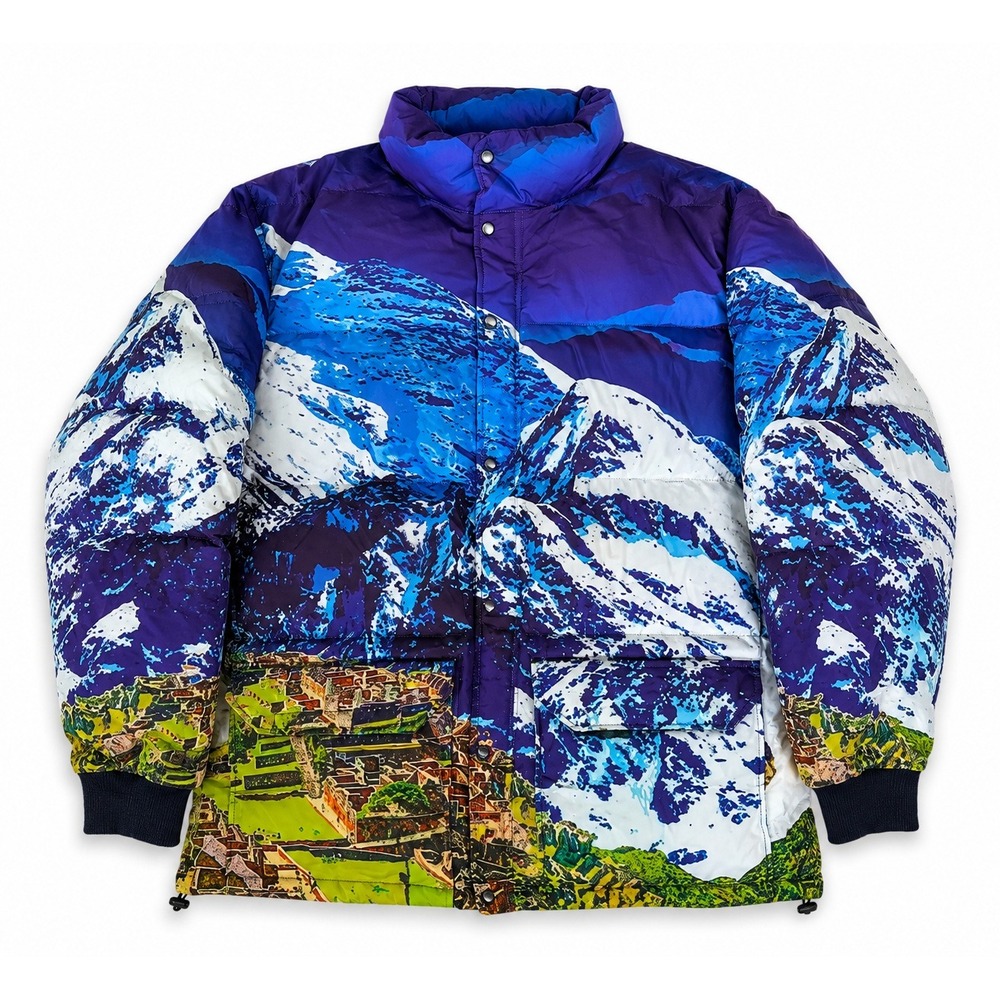 Paper Planes Mountain Landscape Puffer Jacket Men 2X All Over Print‎ Gorp Coat